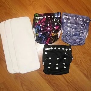3 NWOT Alva Cloth Diapers & Inserts